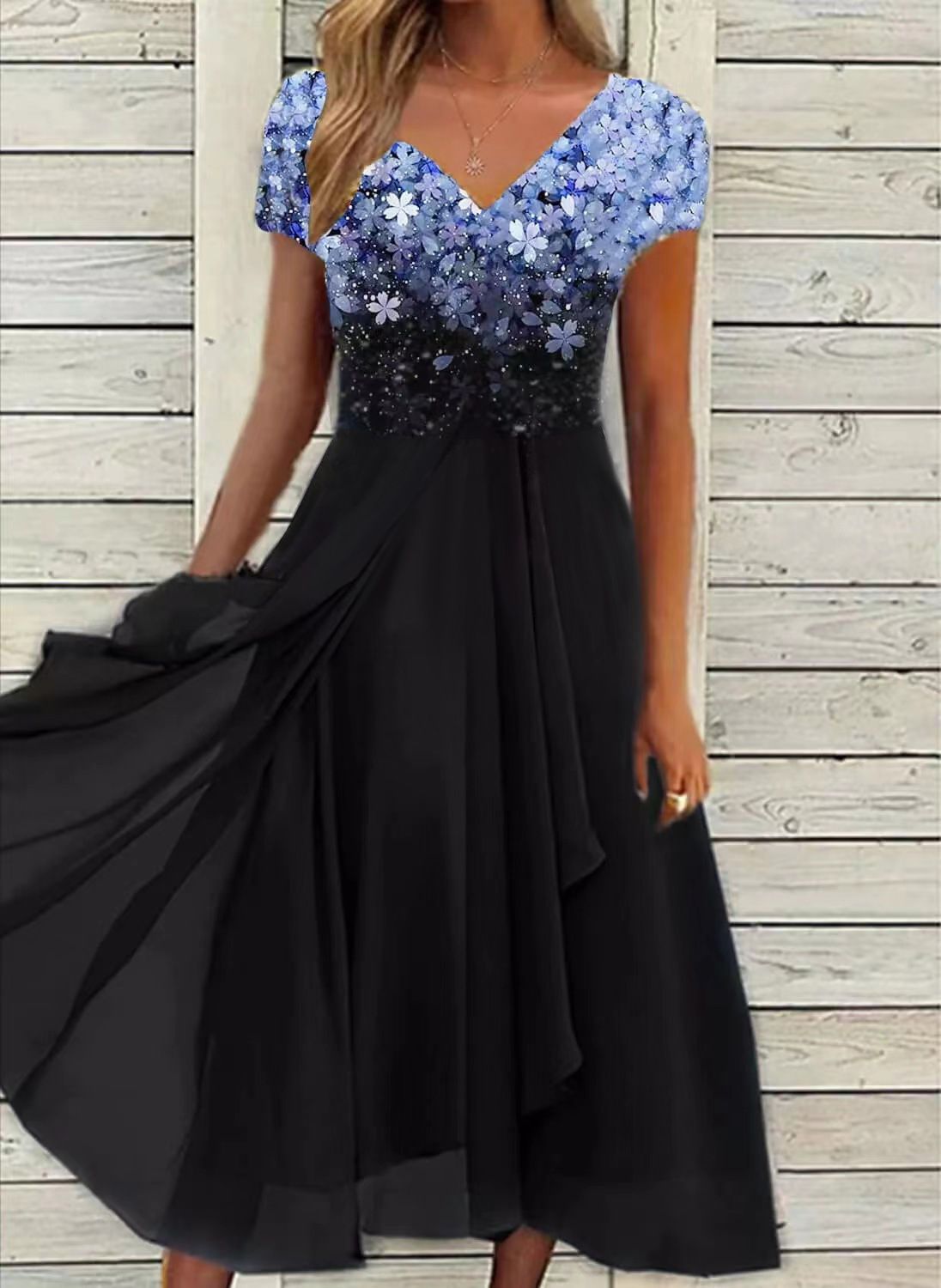 Summer New Urban Casual Fashion Women's Chiffon Stitching Dress Casual Women's Clothing Spring Autumn Dresses For Women_ecoleips.com