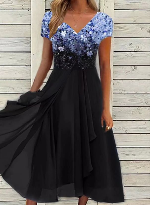 Summer New Urban Casual Fashion Women's Chiffon Stitching Dress Casual Women's Clothing Spring Autumn Dresses For Women_ecoleips.com