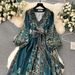 2025 Early Spring New French High End One Piece Tie Waist Print Dress Female Light Luxury Elegant Long Skirt_ecoleips.com