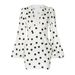 Elegant Deep V-Neck Flared Sleeve Bodycon Dress With Polka Dot Print For Women, Stretchy Polyester Spandex Fabric, Comfortable And Sexy Fit For Party_ecoleips.com