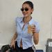 Summer Women's Slim Fit Polo Collar Cardigan Fashionable And Elegant T-Shirt Top European American Style Cross Border Fashion_ecoleips.com