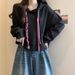 Short Drawstring Hooded Sweatshirt For Women, Spring And Autumn Plus Size, Stylish Design, Regular Shoulder Top, Trendy_ecoleips.com