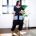 Women's Clothing Casual Commuting V Neck Denim Stitching Contrast Color Loose Elastic Jumpsuit_ecoleips.com