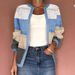 Women's Clothing Oversized Color-Block Cardigan – Breathable Acrylic Knit, Long-Sleeve Open Front Sweater For Women (Light Blue, XXS-XXL)_ecoleips.com