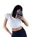 Aria Basics Aria Basics European And American Style Backless Lace-Up Slim Waist-Exposing T-Shirt For Women Summer Pure Desire Sexy Hot Girl_ecoleips.com