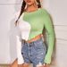 Voya New Women's Clothing Spot Splicing Color Blocking Slim Fit Short Sleeved T-shirt Fashionable Versatile Top_ecoleips.com