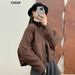 girl Winter New Retro Loose Round Neck Single-Breasted Quilted Warm Large Pocket Cotton Jacket_ecoleips.com