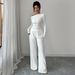 Women's Elegant Two Piece Set Long Sleeved T-Shirt And Straight Leg Pants E-commerce Autumn/Winter Fashion_ecoleips.com