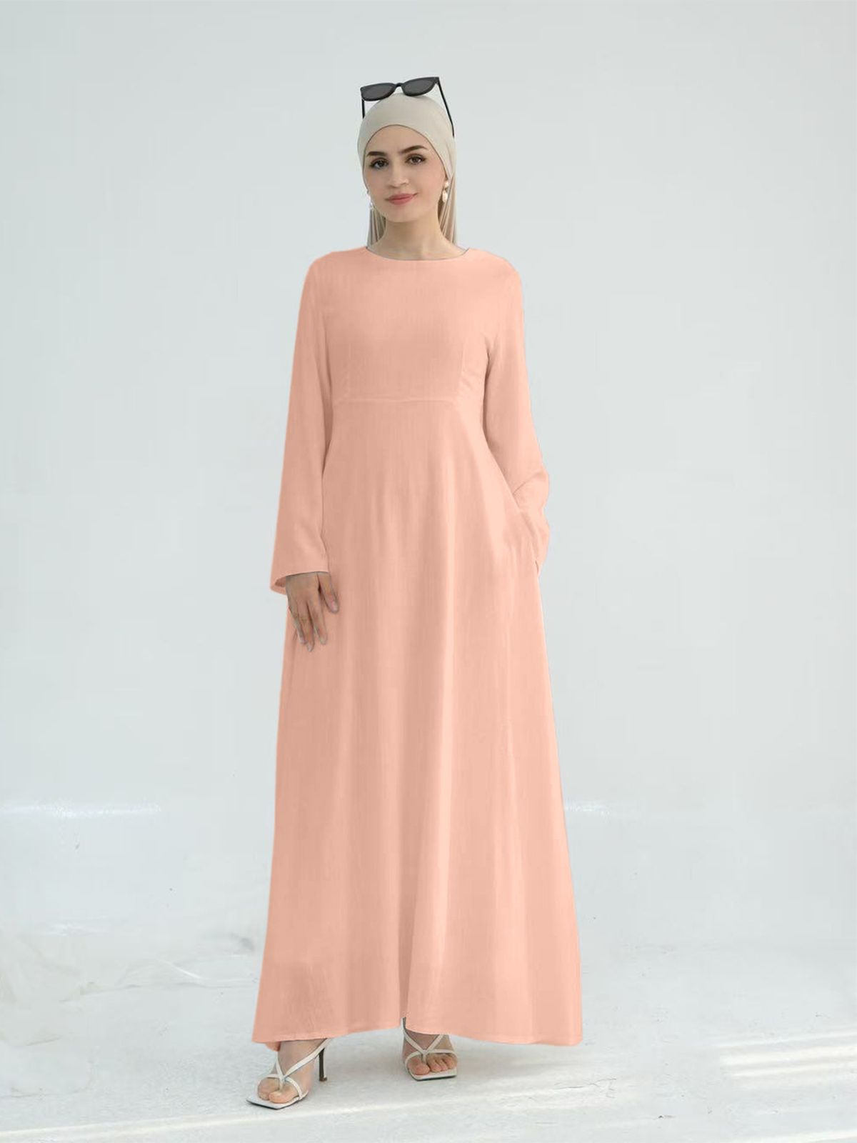Loriya Dubai Turkish Solid Color Waist Robe_ecoleips.com