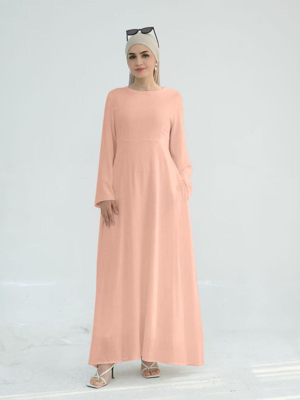 Loriya Dubai Turkish Solid Color Waist Robe_ecoleips.com