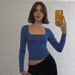 Women's Fashion 2025 Autumn New Arrival: Stylish Square Neck Solid Color Stretchy Slim Fit Short T-Shirt Wholesale_ecoleips.com