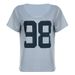 Women's European American Style Digital Print T-Shirt Loose Fit off Shoulder Basic Pullover round Neck Short Sleeve Casual Summer Top_ecoleips.com