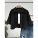 2026 Women's Shirt Solid Color Button Pocket Short Mid-Sleeve Shirt_ecoleips.com