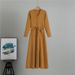 K Waist-cinching, Slimming, Women's Knit Dress With A Long A-line Silhouette To Wear Under A Coat As A Base Layer_ecoleips.com