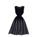 Women's Sleeveless round Neck Striped Knitted Dress European American Style Summer Waist Design Mid-Length Skirt_ecoleips.com