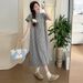 Summer New Korean Fashion Plaid Maternity Nursing Dress_ecoleips.com