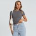 Aria Basics Aria Basics 2025 New Cross-Border Product: European And American Women's Fashion, Solid Color Top, Short-Sleeve Round Neck_ecoleips.com