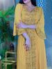 Women's Clothing Middle East Embroidered Sewn Diamond Kaftan Robe Evening Dress_ecoleips.com