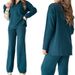 Women's Clothing autumn new solid color fashion lapel loose casual sweater two piece set for women_ecoleips.com