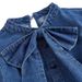 K Women's Sweet And Trendy Bow Tie Waist Slimming Denim Dress_ecoleips.com