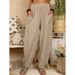 Women's Solid Color Loose Cotton Linen Casual Harem Pants European American Style Bottoms for Home Wear_ecoleips.com