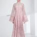 Women's Clothing Autumn New Style Stand Up Collar Trumpet Sleeve Lace Patchwork Waist Long Dress For Women_ecoleips.com
