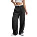Women's Clothing Spring And Autumn New Fashion Drawstring High Waist Drape Casual Wide Leg Trousers_ecoleips.com