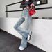 New Spring And Autumn American-style Washed Women's Flared Jeans, Floor-length Trousers, Retro Slim-fit Petite_ecoleips.com