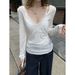 V-Neck Long Sleeve Sun Protection T-Shirt 2025 Summer New Korean Style Sweet And Spicy Layered Loose Thin Top For Women_ecoleips.com