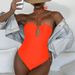 Women's Sexy Halter Neck One-Piece Swimsuit - Solid Color Beach Bathing Suit_ecoleips.com