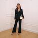 2025 New Waist-Cinching Casual Fashion Solid Color Small Blazer High-Waisted Flared Pants Women's Suit_ecoleips.com