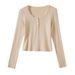 2025 #High Quality Products # Lace Lace Button T-Shirt For Women, Long Sleeved, 2025 Autumn New Style, Pure Desire Shoulder_ecoleips.com