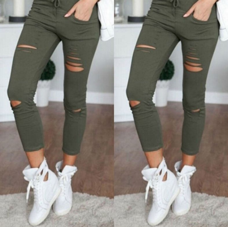 Women’s Clothing Casual Pants, Popular New Pencil Pants, Ripped Women's Leggings_ecoleips.com