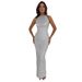 Verve New Arrival Knitted Sleeveless Slit Women's Autumn Sexy Elegant Commuter Dress_ecoleips.com