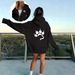 Women's Loose Hooded Sweatshirt European American Style Casual Cardigan With 5046 Print_ecoleips.com
