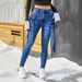 Women's Clothing Denim Trousers Asymmetric DIY Bow Decoration Stretch Trousers_ecoleips.com