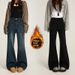 Black Fleece-lined Flared Jeans For Women, 2025 Autumn And Winter New Style, High-waisted, Loose, Stretchy, Plus-size,_ecoleips.com