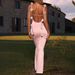 Verve Women's Sexy Evening Backless Strap Three-Dimensional Flower Decoration Long Slip Dress_ecoleips.com