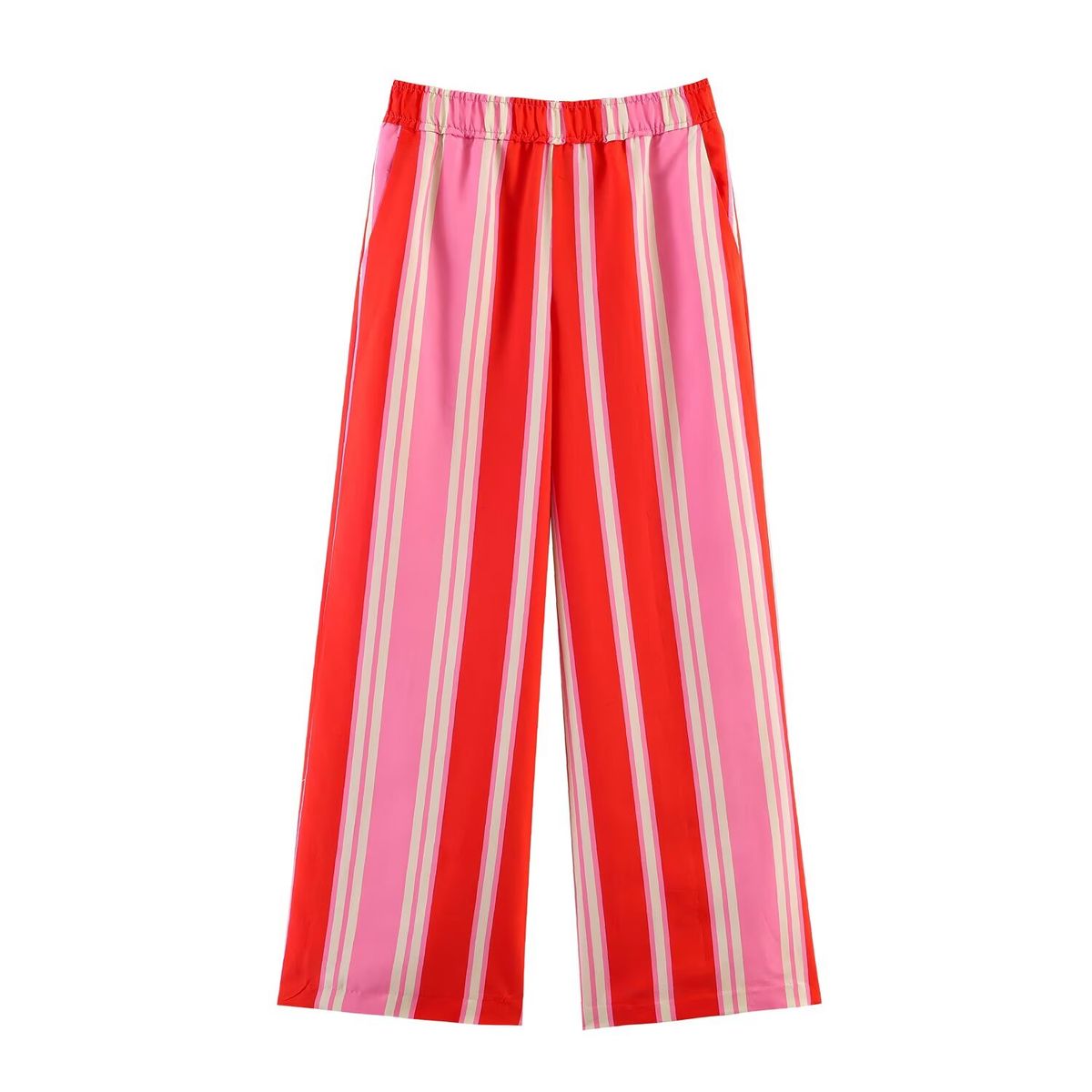 HH Fashion Colorful Striped Pants For Women Sweet Multicolor Wide Leg Long Trousers Spring Autumn Female Cusual Straight Jeans_ecoleips.com