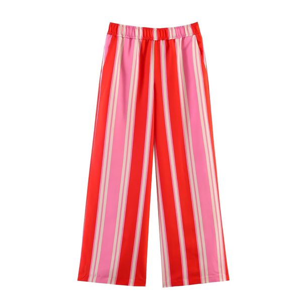 HH Fashion Colorful Striped Pants For Women Sweet Multicolor Wide Leg Long Trousers Spring Autumn Female Cusual Straight Jeans_ecoleips.com