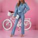 2025 cross border summer new European and American flared jeans fashionable temperament commuting casual long jeans_ecoleips.com