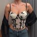 Trade New Hot Girl Low Cut Underwire Fishbone Bra Waist Cinching Velvet Embroidered High End Tank Top For Women_ecoleips.com