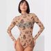 Spring Summer Women's Sexy Long Sleeve Bodysuit European American Western Pattern Print Jumpsuit Romper for Ladies_ecoleips.com