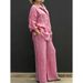 Women's Collared Shirt Set Button Down Solid Color Loose Casual Wear New Style_ecoleips.com