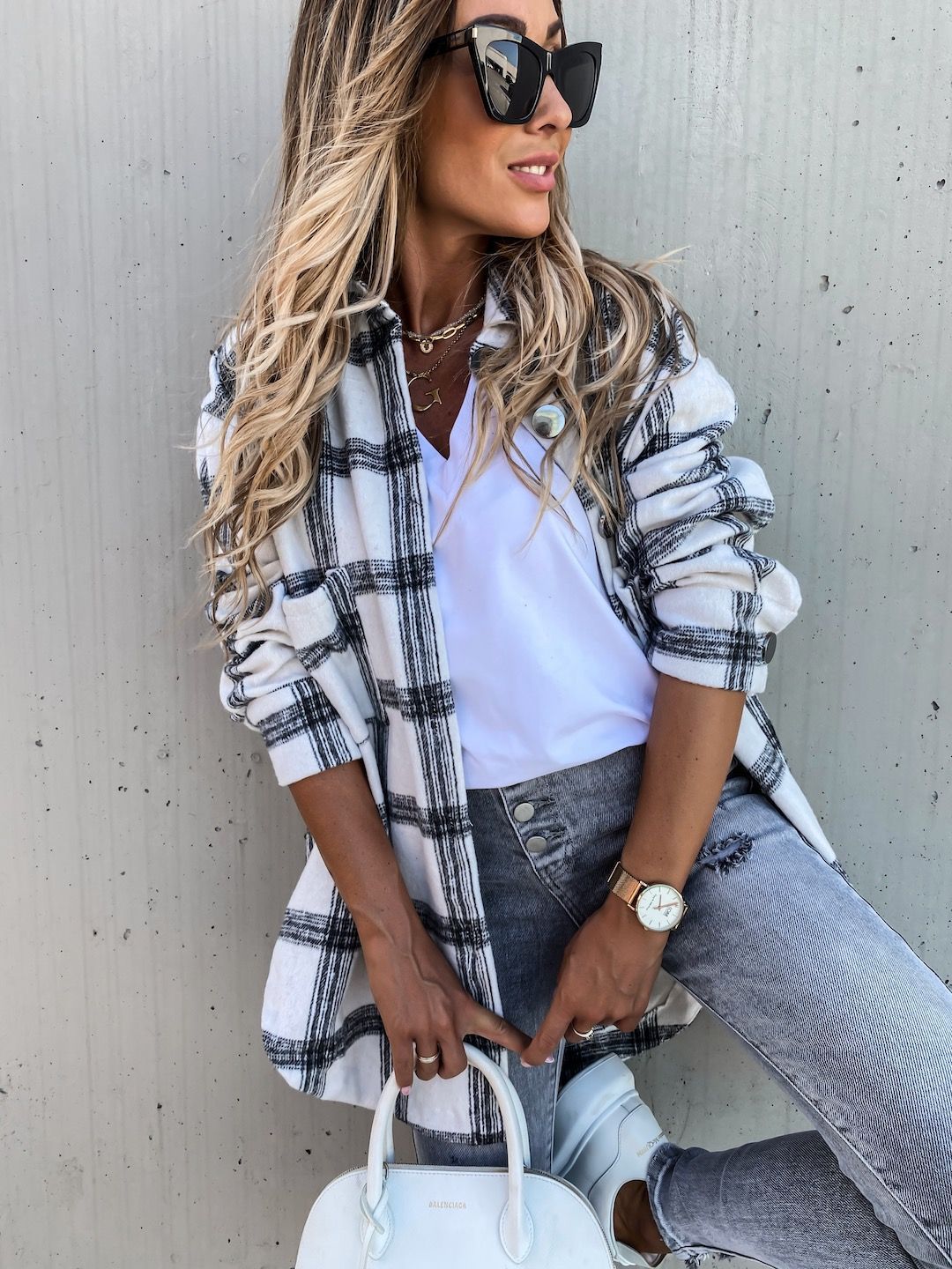 2025 Russian Autumn Winter Women's Long Sleeve Plaid Shirt Mid-Length Coat_ecoleips.com