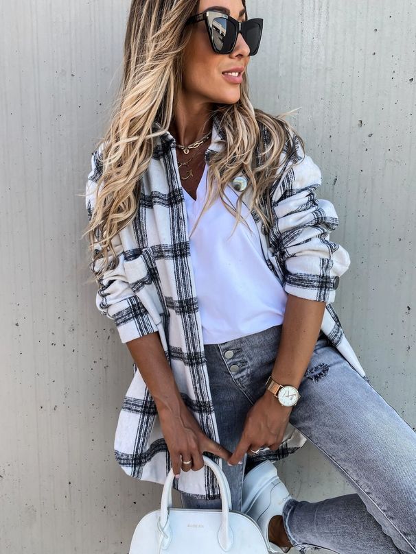 2025 Russian Autumn Winter Women's Long Sleeve Plaid Shirt Mid-Length Coat_ecoleips.com