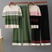 Women's Cross Border round Neck Knit Set Jacquard Loose Sweater Elegant Top Casual Sports Wide Leg Pants for Spring Summer_ecoleips.com