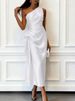 Women Elegant Sleeveless Hight Waist Gowns Fashion Temperament Solid Slim Party Dresses Sexy Slanted Shoulder Draped Long Dress_ecoleips.com