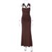 European And American Best-Selling Women's Clothing 2025 Early Autumn New Fashion Sexy Backless Ruched Slim-Fit Strap_ecoleips.com