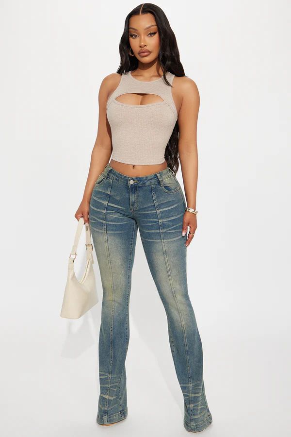 Women's Retro Distressed High-Waisted Jeans Slightly Flared American Style New Fashion Clothing_ecoleips.com